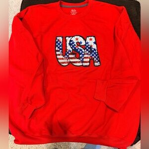 Red Unisex Sweatshirt with sequin USA
